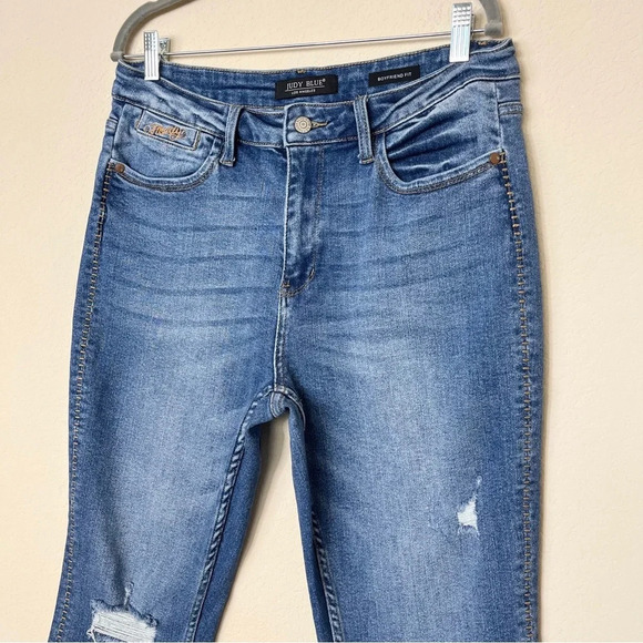 Judy Blue Howdy High Waist Boyfriend Fit Raw‎ Hem Jeans - Picture 9 of 16